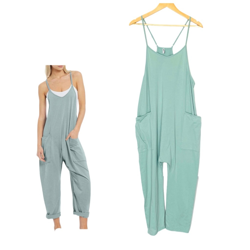 One Piece Jumpsuit Summer Overalls Romper Green Small Beach Vacation Travel